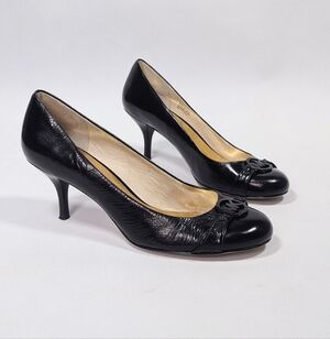 Michael Kors Sophisticated Coquette Patten Leather Round Toe Fulton Kitten Heel